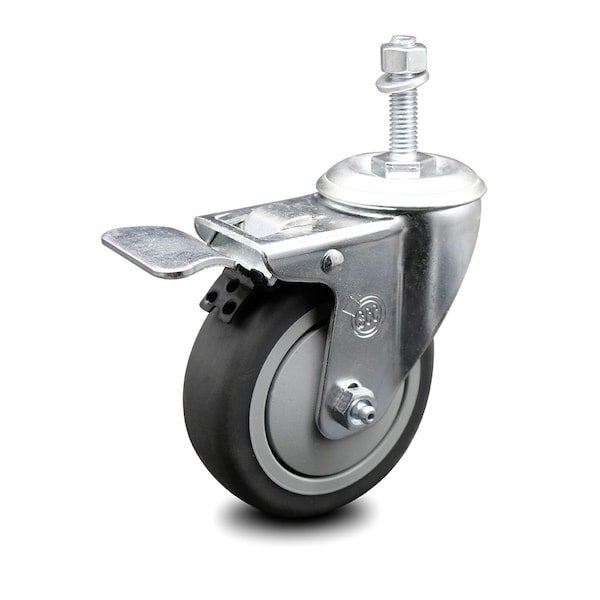 4 Inch Thermoplastic Rubber Swivel 3/8 Inch Stem Caster with Total Lock Brake